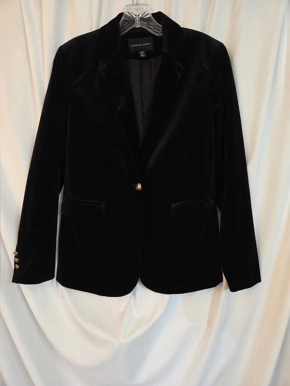 Adrienne Vittadini Black Velvet Single-Button Blazer Size S - Picture 4 of 10